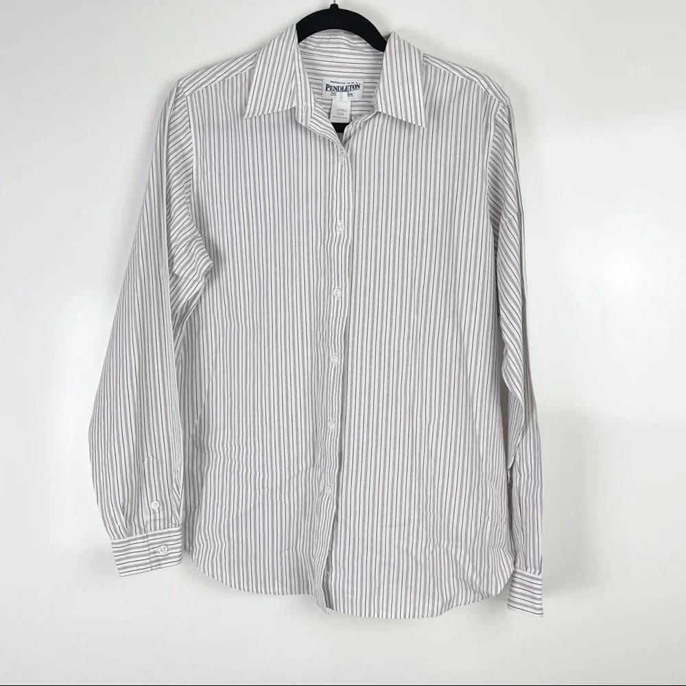 Pendleton Striped Button Down Shirt Sz 12 Tall - image 1